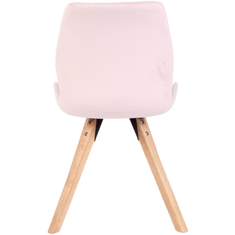 Chaise moderne scandinave en Velours Rose Bois Naturel Dalsy - 5