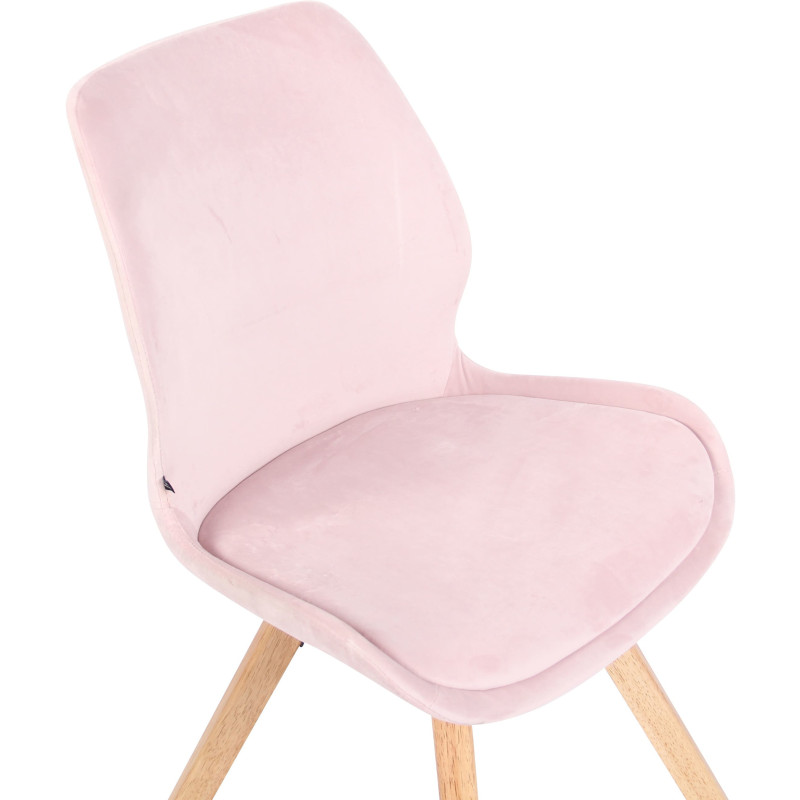 Chaise moderne scandinave en Velours Rose Bois Naturel Dalsy - 6