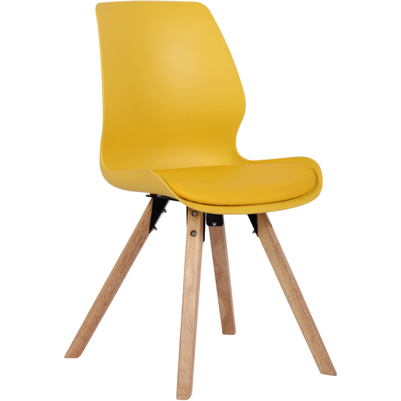 Chaise moderne scandinave en Polypropylène Polyuréthane Jaune Bois Naturel Dalsy - 1