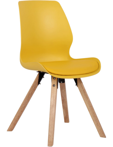 Chaise moderne scandinave en Polypropylène Polyuréthane Jaune Bois Naturel Dalsy - 1