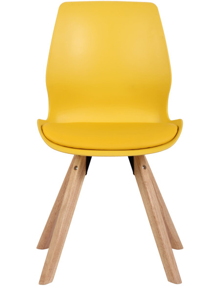 Chaise moderne scandinave en Polypropylène Polyuréthane Jaune Bois Naturel Dalsy - 2