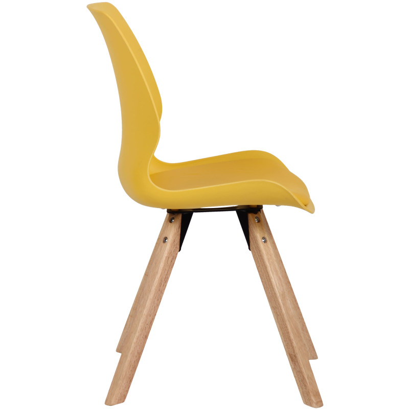 Chaise moderne scandinave en Polypropylène Polyuréthane Jaune Bois Naturel Dalsy - 3
