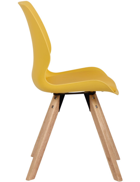 Chaise moderne scandinave en Polypropylène Polyuréthane Jaune Bois Naturel Dalsy - 3