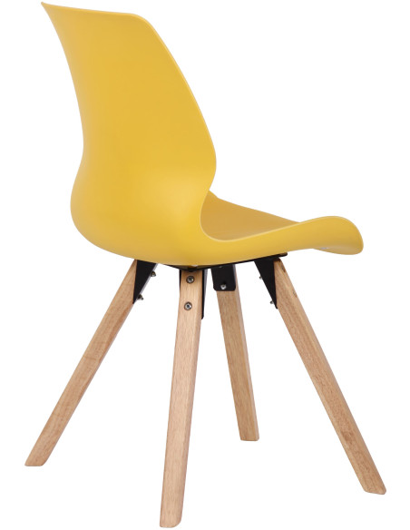 Chaise moderne scandinave en Polypropylène Polyuréthane Jaune Bois Naturel Dalsy - 4