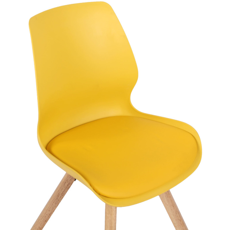 Chaise moderne scandinave en Polypropylène Polyuréthane Jaune Bois Naturel Dalsy - 6