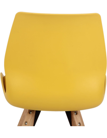 Chaise moderne scandinave en Polypropylène Polyuréthane Jaune Bois Naturel Dalsy - 7