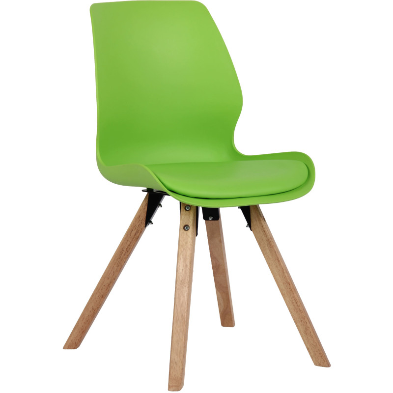 Chaise moderne scandinave en Polypropylène Polyuréthane Vert Bois Naturel Dalsy - 1