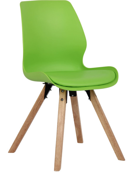 Chaise moderne scandinave en Polypropylène Polyuréthane Vert Bois Naturel Dalsy - 1