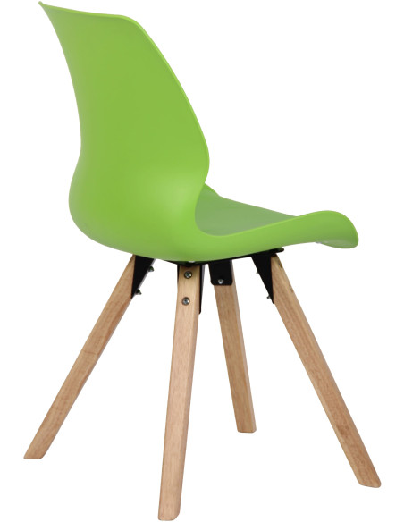 Chaise moderne scandinave en Polypropylène Polyuréthane Vert Bois Naturel Dalsy - 4