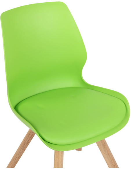 Chaise moderne scandinave en Polypropylène Polyuréthane Vert Bois Naturel Dalsy - 6