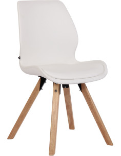 Chaise moderne scandinave en Polyuréthane Blanc Bois Naturel Dalsy - 1