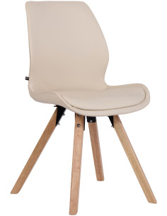 Chaise moderne scandinave en Polyuréthane Blanc crème Bois Naturel Dalsy - 1