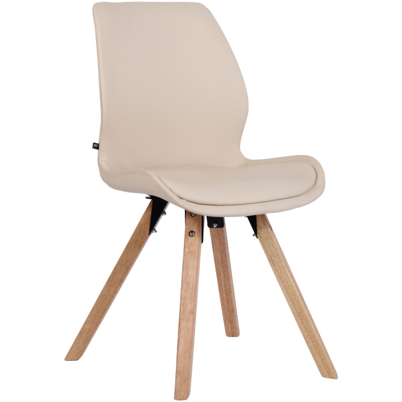 Chaise moderne scandinave en Polyuréthane Blanc crème Bois Naturel Dalsy - 1