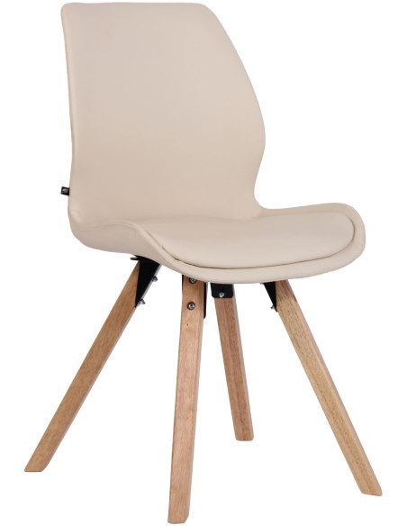 Chaise moderne scandinave en Polyuréthane Blanc crème Bois Naturel Dalsy - 1