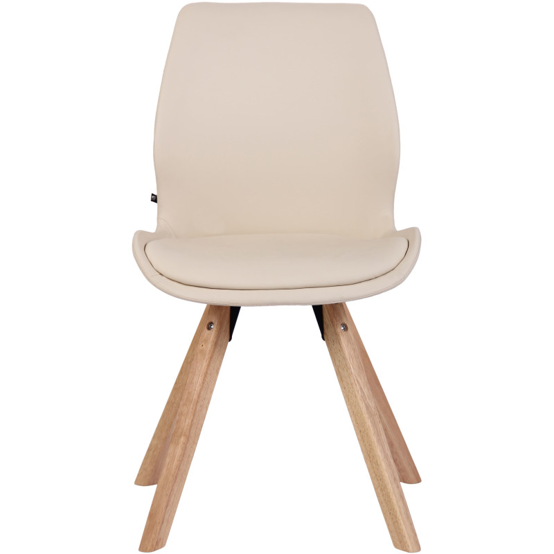 Chaise moderne scandinave en Polyuréthane Blanc crème Bois Naturel Dalsy - 2