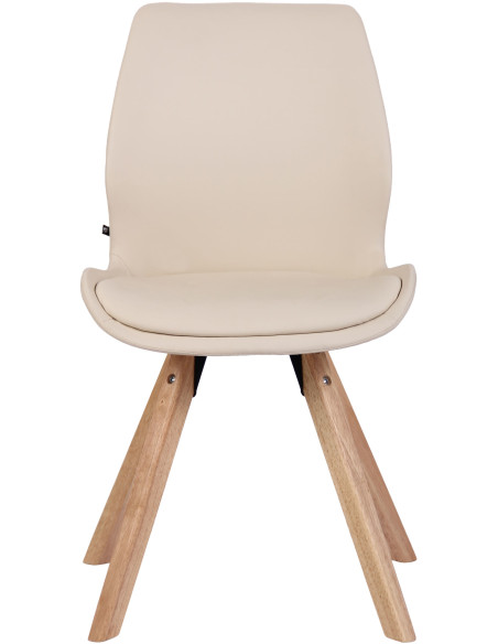 Chaise moderne scandinave en Polyuréthane Blanc crème Bois Naturel Dalsy - 2