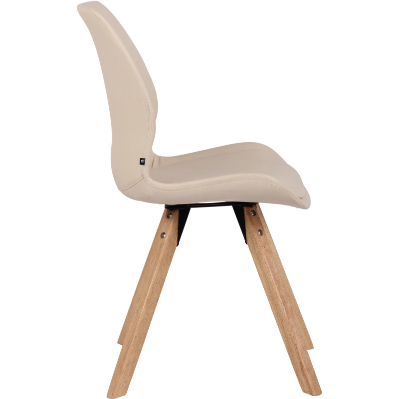 Chaise moderne scandinave en Polyuréthane Blanc crème Bois Naturel Dalsy - 3