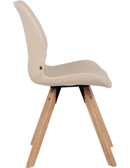 Chaise moderne scandinave en Polyuréthane Blanc crème Bois Naturel Dalsy - 3