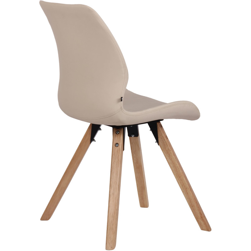 Chaise moderne scandinave en Polyuréthane Blanc crème Bois Naturel Dalsy - 4