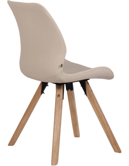 Chaise moderne scandinave en Polyuréthane Blanc crème Bois Naturel Dalsy - 4