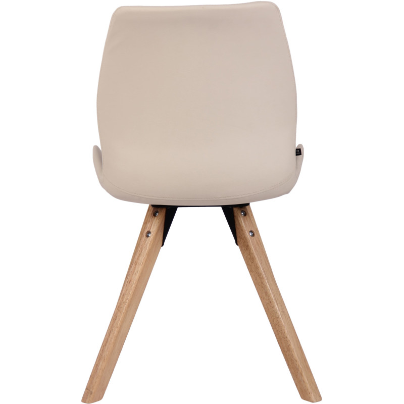 Chaise moderne scandinave en Polyuréthane Blanc crème Bois Naturel Dalsy - 5
