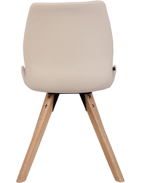 Chaise moderne scandinave en Polyuréthane Blanc crème Bois Naturel Dalsy - 5