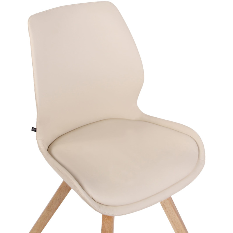 Chaise moderne scandinave en Polyuréthane Blanc crème Bois Naturel Dalsy - 6