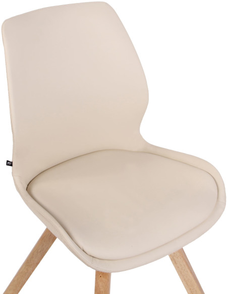 Chaise moderne scandinave en Polyuréthane Blanc crème Bois Naturel Dalsy - 6