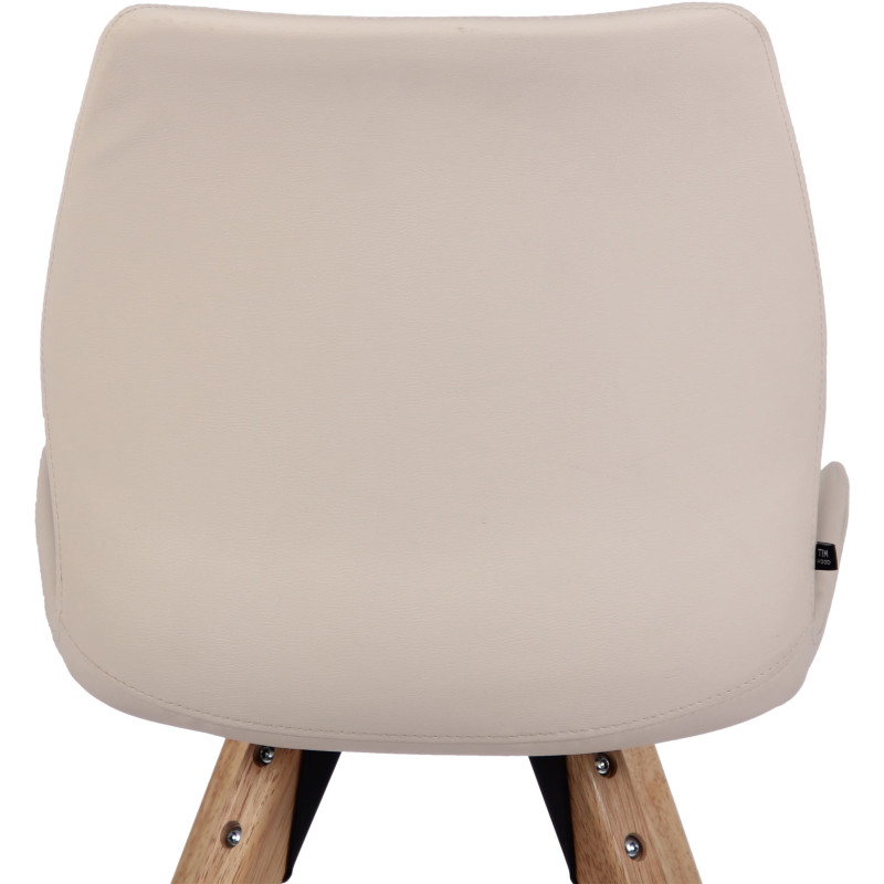 Chaise moderne scandinave en Polyuréthane Blanc crème Bois Naturel Dalsy - 7