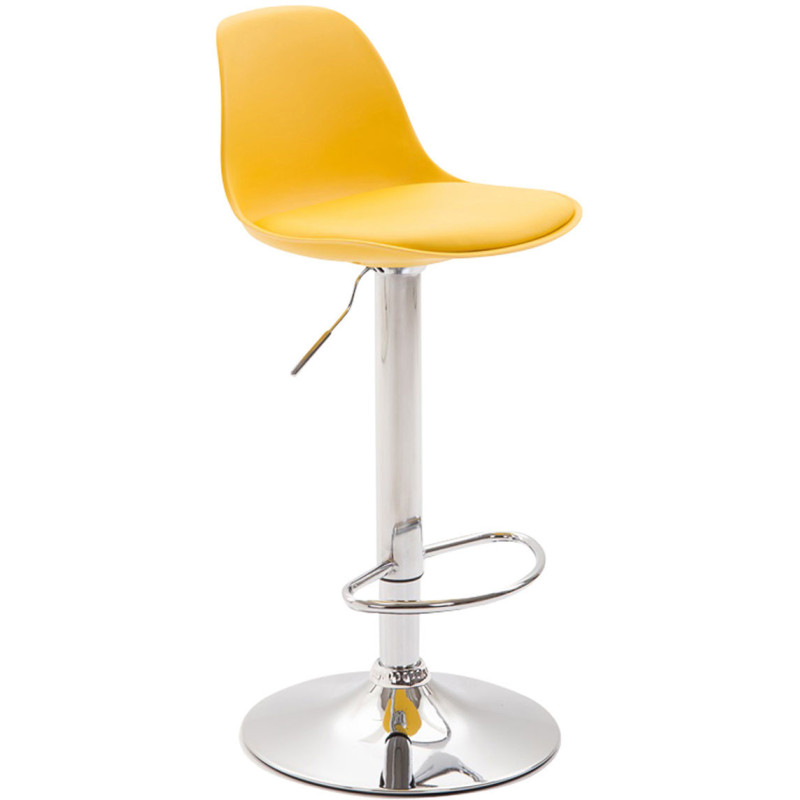 Tabouret de bar moderne en Polypropylène Jaune Polyuréthane Jaune Métal Argenté Harvio - 1