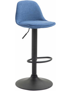 Tabouret de bar moderne en Tissu Bleu Métal Noir Harvio - 1