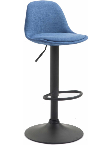 Tabouret de bar moderne en Tissu Bleu Métal Noir Harvio - 1
