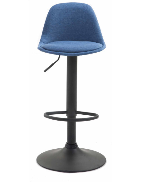 Tabouret de bar moderne en Tissu Bleu Métal Noir Harvio - 2