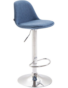 Tabouret de bar moderne en Tissu Bleu Métal Argenté Harvio - 1