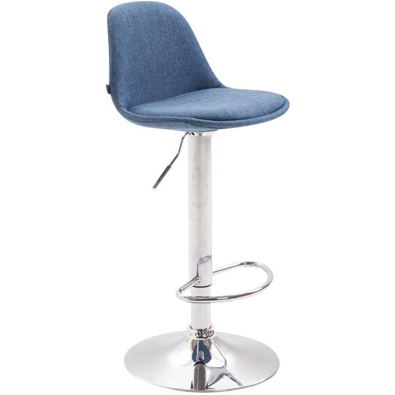 Tabouret de bar moderne en Tissu Bleu Métal Argenté Harvio - 1