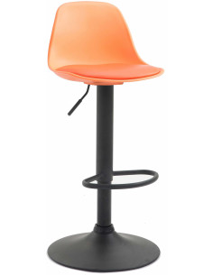 Tabouret de bar moderne en Polypropylène Orange Polyuréthane Orange Métal Noir Harvio - 1