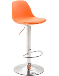 Tabouret de bar moderne en Polypropylène Orange Polyuréthane Orange Métal Argenté Harvio - 1