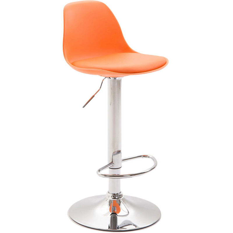 Tabouret de bar moderne en Polypropylène Orange Polyuréthane Orange Métal Argenté Harvio - 1
