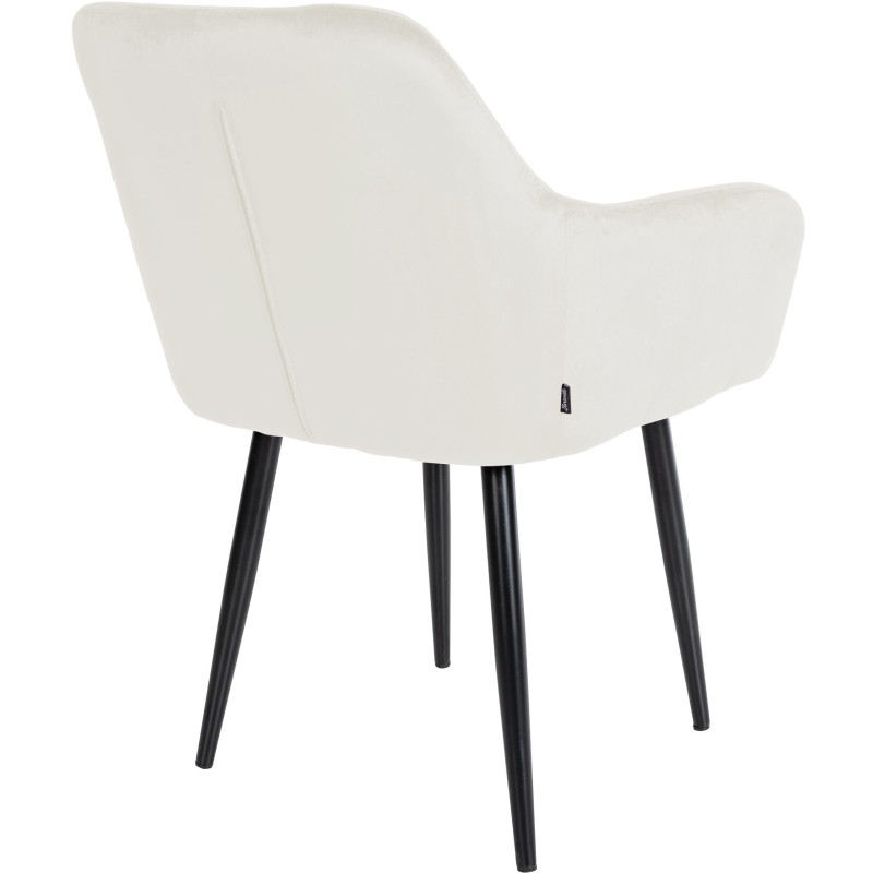 Fauteuil de table moderne en Velours Blanc crème Métal Noir Sauro - 4