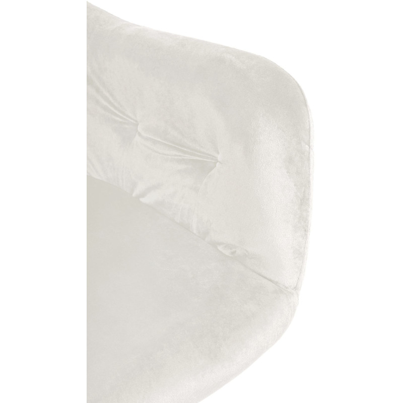 Fauteuil de table moderne en Velours Blanc crème Métal Noir Sauro - 5