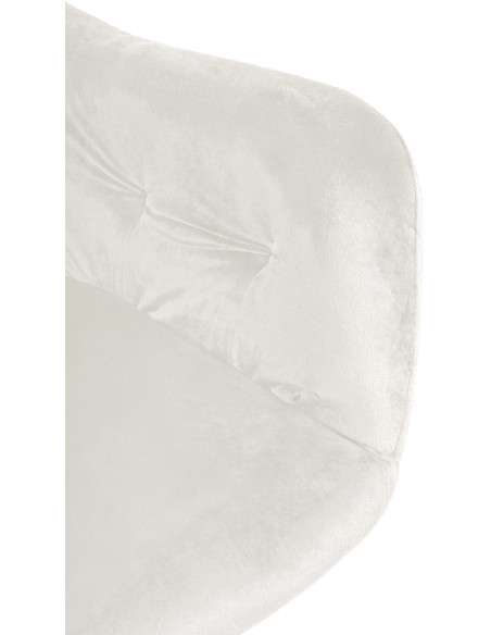 Fauteuil de table moderne en Velours Blanc crème Métal Noir Sauro - 5