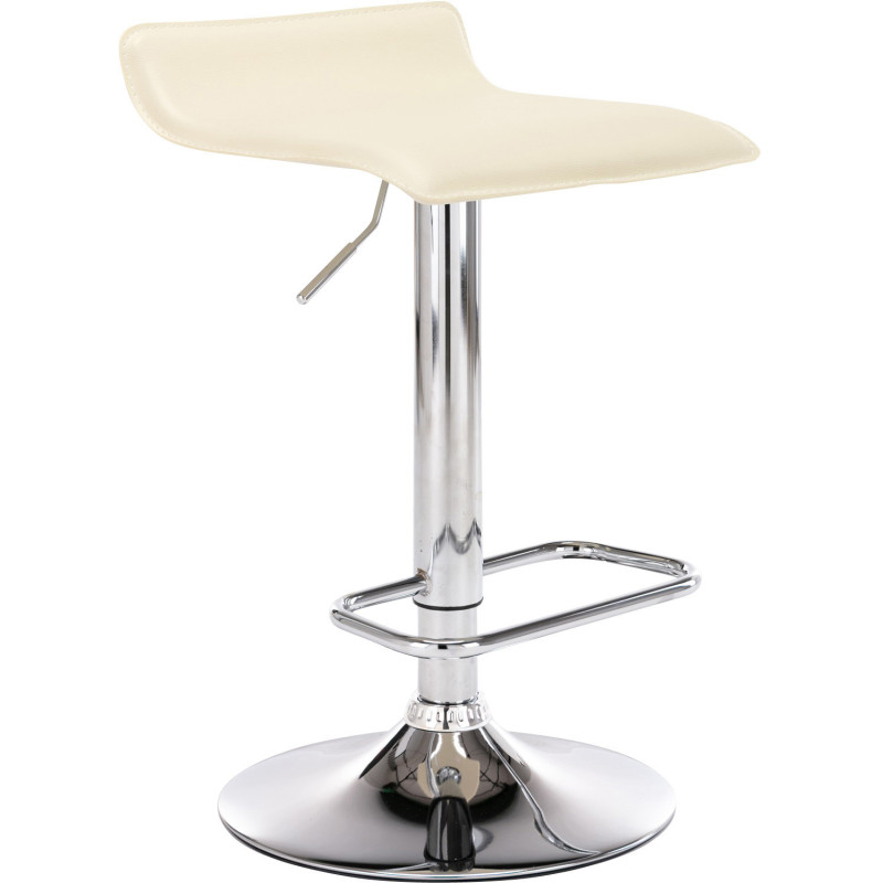 Tabouret de bar design minimaliste en Polyuréthane Blanc crème Métal Argenté Brillant Icko - 1