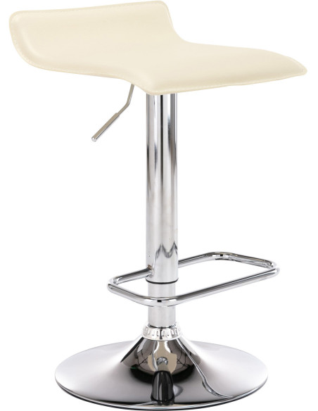 Tabouret de bar design minimaliste en Polyuréthane Blanc crème Métal Argenté Brillant Icko - 1