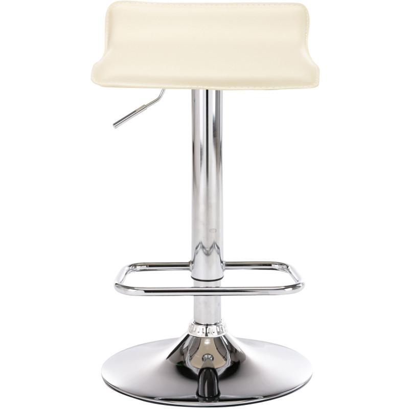 Tabouret de bar design minimaliste en Polyuréthane Blanc crème Métal Argenté Brillant Icko - 2