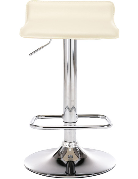 Tabouret de bar design minimaliste en Polyuréthane Blanc crème Métal Argenté Brillant Icko - 2