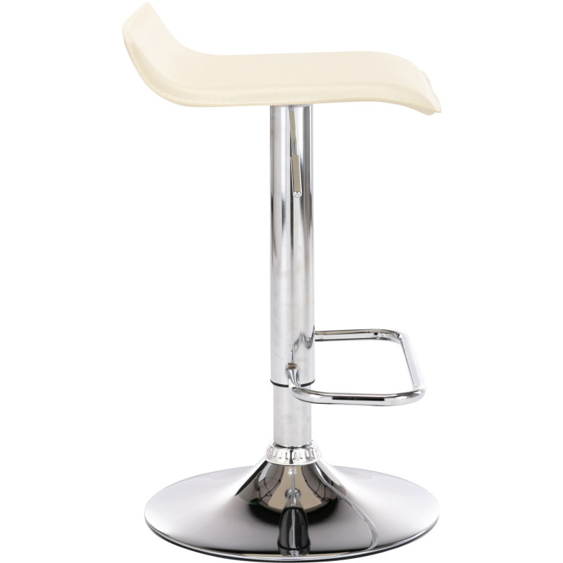 Tabouret de bar design minimaliste en Polyuréthane Blanc crème Métal Argenté Brillant Icko - 3