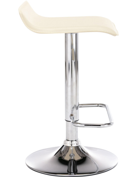Tabouret de bar design minimaliste en Polyuréthane Blanc crème Métal Argenté Brillant Icko - 3