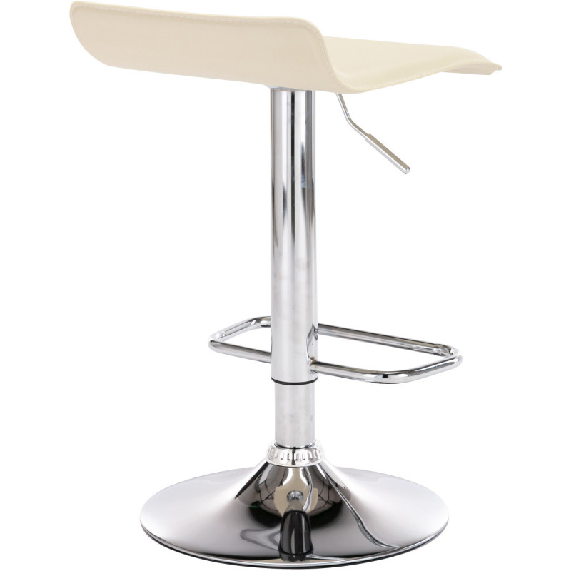 Tabouret de bar design minimaliste en Polyuréthane Blanc crème Métal Argenté Brillant Icko - 4