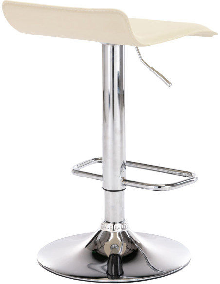 Tabouret de bar design minimaliste en Polyuréthane Blanc crème Métal Argenté Brillant Icko - 4