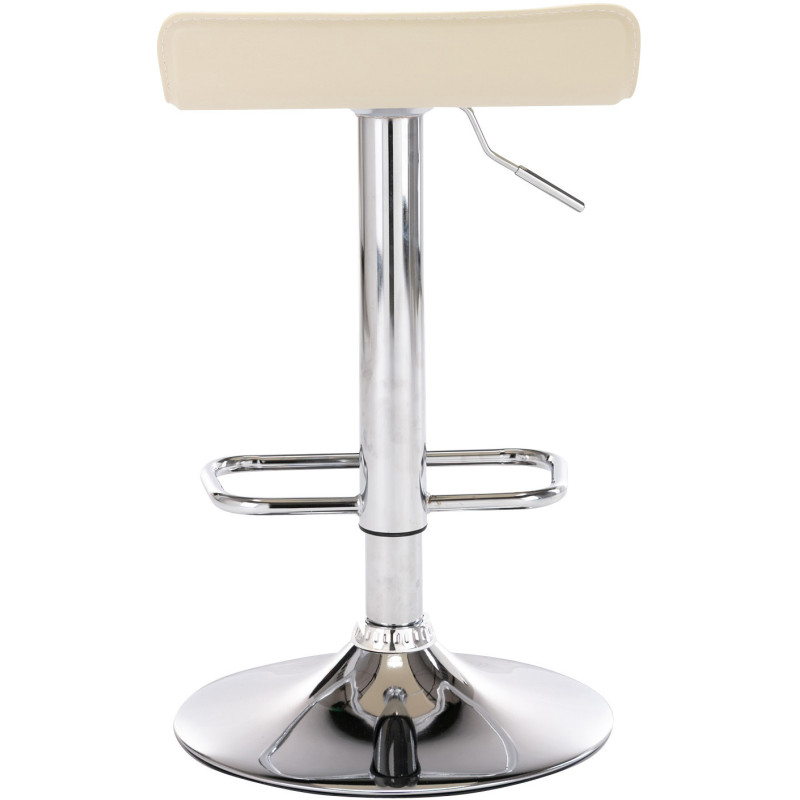 Tabouret de bar design minimaliste en Polyuréthane Blanc crème Métal Argenté Brillant Icko - 5